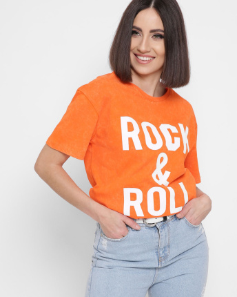 Женская оранжевая футболка Standart "ROCK&ROLL" 57878, Цвет: Оранжевый, Размер: M