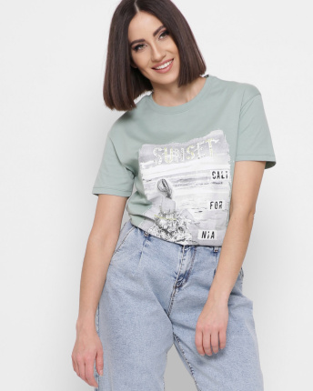 Молодежная хлопковая футболка 57887, Цвет: Мята, Размер: L