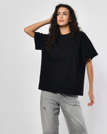 Футболка женская Premium oversize CRC FP-140-8 57825, Цвет: Черный, Размер: S, изображение 2