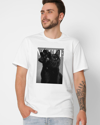 Футболка мужская с принтом  CRC 16061-3 Vogue Kitty 56896, Цвет: Белый, Размер: S