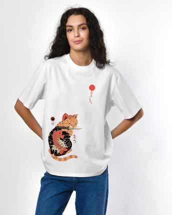 Женская футболкаCRC 26037-3 Cat Japan 58022, Цвет: Белый, Размер: XS