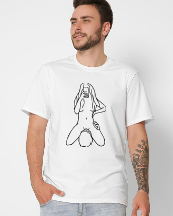 Футболка мужская с принтом  CRC 16053-3 Pussy Licking 57075, Цвет: Белый, Размер: S