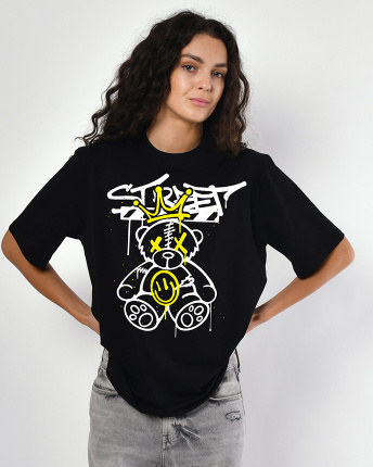 Женская футболкаCRC 26056-8 Street Bear 58010, Цвет: Черный, Размер: XS