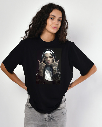 Женская футболкаCRC 26058-8 Tattooed Saint 58012, Цвет: Черный, Размер: XS