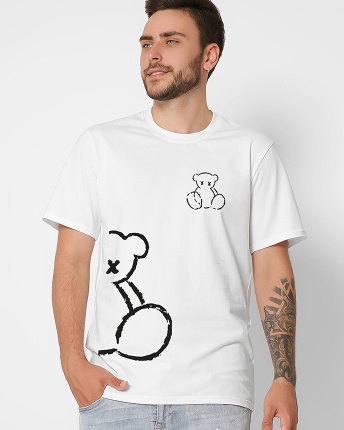 Футболка мужская с принтом  CRC 16059-3 Teddy Bear 57083, Цвет: Белый, Размер: S