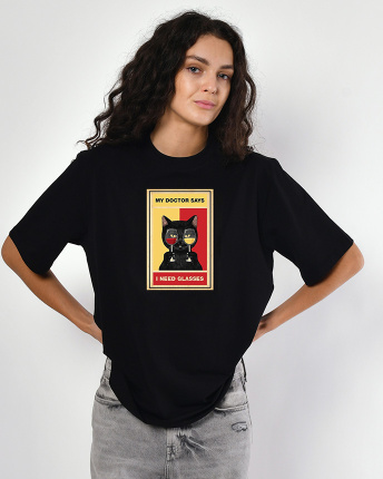 Женская футболкаCRC 26060-8 Wine Cat 58015, Цвет: Черный, Размер: XS