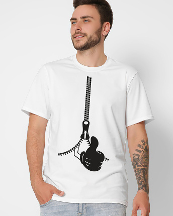 Футболка мужская с принтом  CRC 16062-3 Zipper 57088, Цвет: Белый, Размер: S