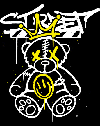 Футболка чоловіча з принтом  CRC 16056-8 Street Bear 57080, Колір: Чорний, Розмір: S, зображення 3