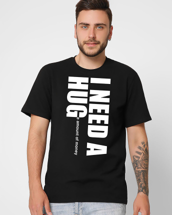 Футболка мужская с принтом  CRC 16011-8 Hug 56337, Цвет: Черный, Размер: S