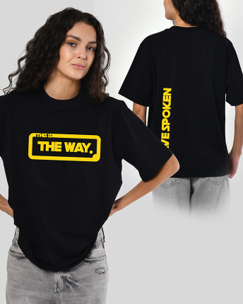 Женская чёрная футболка с принтом The Way 57967, Цвет: Черный, Размер: XS