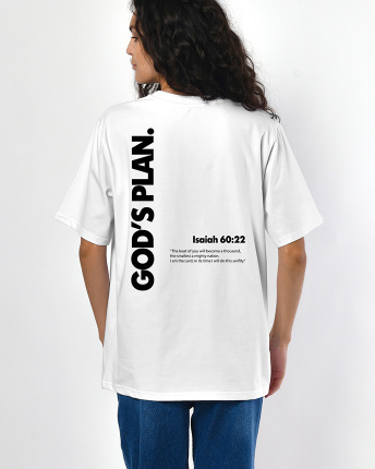 Женская белая футболка с принтом God's Plan 57949, Цвет: Белый, Размер: XS