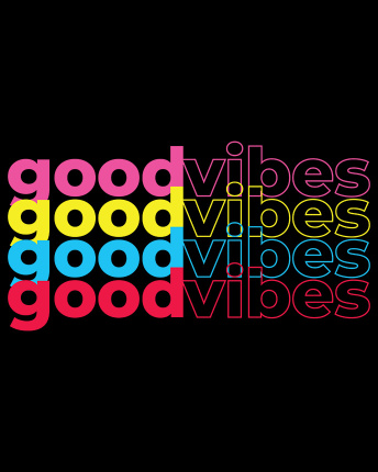 Жіноча чорна футболка з принтом Good Vibes 57950, Колір: Чорний, Розмір: XS, зображення 3