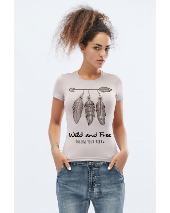 Жіноча облягаюча футболка Standart з принтом 58028, Колір: Світло-рожевий, Розмір: XL