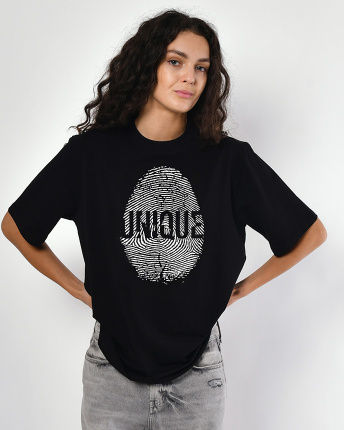 Жіноча чорна футболка з принтом Unique 57972, Колір: Чорний, Розмір: XS