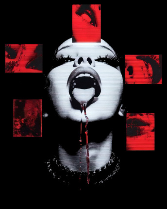 Жіноча чорна футболка з принтом Vamp Girl 57974, Колір: Чорний, Розмір: XS, зображення 3