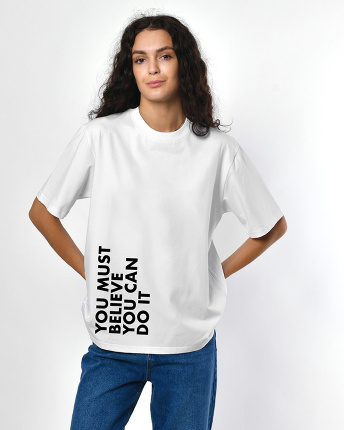 Женская белая футболка с принтом You Can Do It 57976, Цвет: Белый, Размер: XS