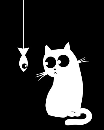 Футболка чоловіча з принтом  CRC 16036-8 Cat & Fish 57052, Колір: Чорний, Розмір: S, зображення 3