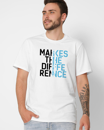 Футболка мужская с принтом  CRC 16017-3 Makes The Difference 56350, Цвет: Белый, Размер: S