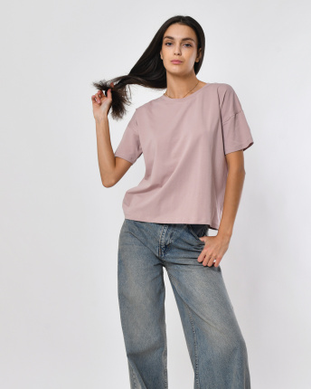 Футболка женская базовая oversize Standart CRC FS-216-21 57790, Цвет: Светло-розовый, Размер: XS, изображение 4
