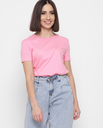 Футболка жіноча однотонна CRC -6630-16 57799, Колір: Рожевий, Розмір: S