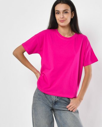 Футболка жіноча базова oversize Standart CRC FS-216-9 57798, Колір: Малина, Розмір: S, зображення 2