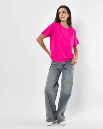 Футболка жіноча базова oversize Standart CRC FS-216-9 57798, Колір: Малина, Розмір: S, зображення 3