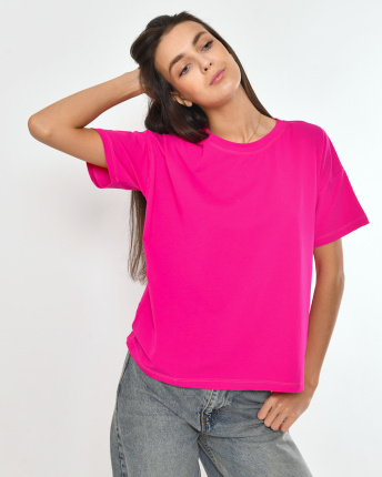 Футболка жіноча базова oversize Standart CRC FS-216-9 57798, Колір: Малина, Розмір: S, зображення 6