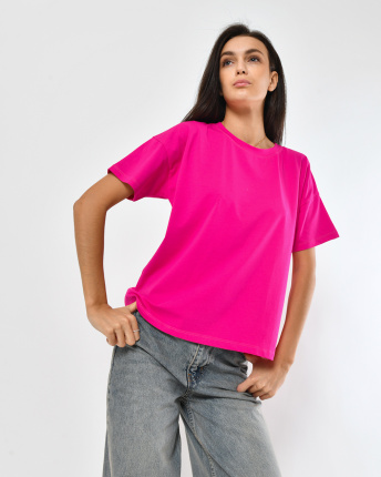 Футболка жіноча базова oversize Standart CRC FS-216-9 57798, Колір: Малина, Розмір: S, зображення 7