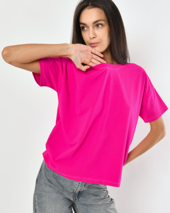 Футболка жіноча базова oversize Standart CRC FS-216-9 57798, Колір: Малина, Розмір: XS
