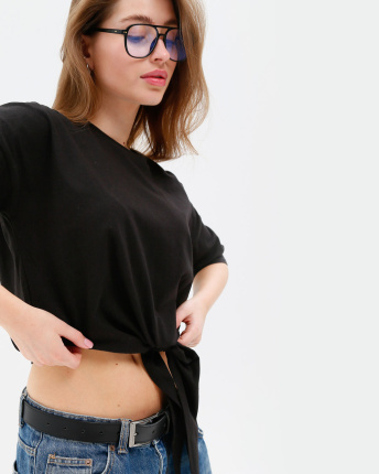 Футболка жіноча базова oversize Standart CRC FS-219-8 57785, Колір: Чорний, Розмір: XS