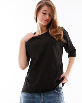 Футболка жіноча базова oversize Standart CRC FS-218-8 57787, Колір: Чорний, Розмір: XS