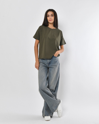 Футболка жіноча базова oversize Standart CRC FS-216-1 57789, Колір: Хакі, Розмір: M, зображення 4