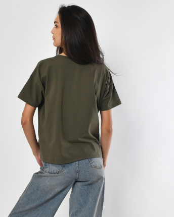 Футболка жіноча базова oversize Standart CRC FS-216-1 57789, Колір: Хакі, Розмір: M, зображення 6