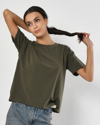 Футболка жіноча базова oversize Standart CRC FS-216-1 57789, Колір: Хакі, Розмір: XS