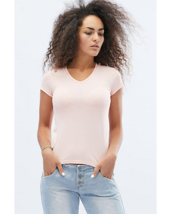 Футболка жіноча базова Standart CRC FS-214-25 57843, Колір: Пудровий, Розмір: XS
