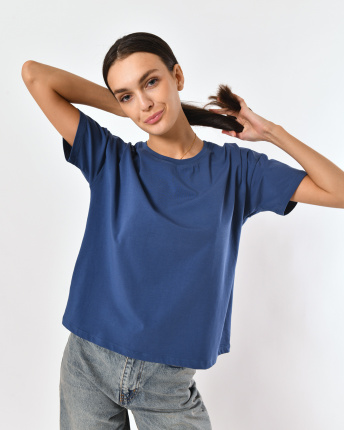 Футболка жіноча базова oversize Standart CRC FS-216-35 57784, Колір: Джинс, Розмір: L, зображення 7