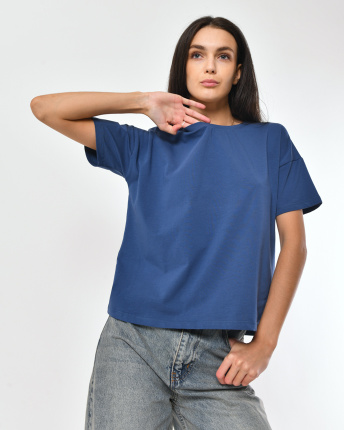 Футболка жіноча базова oversize Standart CRC FS-216-35 57784, Колір: Джинс, Розмір: L, зображення 2