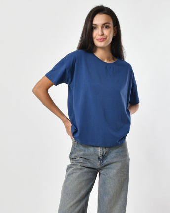 Футболка жіноча базова oversize Standart CRC FS-216-35 57784, Колір: Джинс, Розмір: L, зображення 3