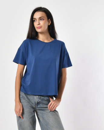 Футболка жіноча базова oversize Standart CRC FS-216-35 57784, Колір: Джинс, Розмір: L, зображення 4