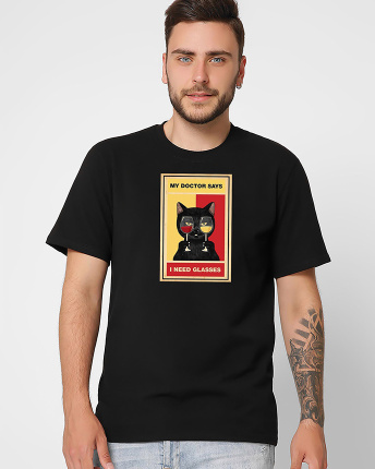 Футболка мужская с принтом  CRC 16060-8 Wine Cat 57086, Цвет: Черный, Размер: S