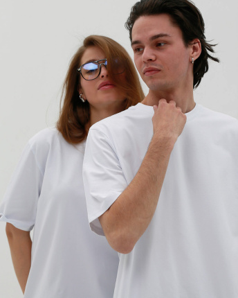 Футболка унисекс базовая oversize Premium CRC FP-133-3-1 бавовна 57810, Цвет: Белый, Размер: M