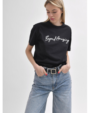 Женская черная футболка на каждый день Beyond Amazing 57927, Цвет: Черный, Размер: S