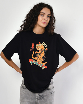 Женская футболкаCRC 26038-8 Cat Skate 57985, Цвет: Черный, Размер: XS