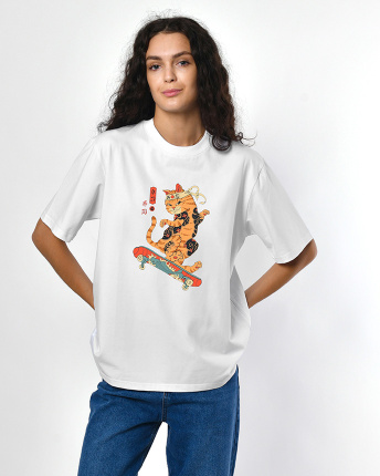 Женская футболкаCRC 26038-3 Cat Skate 57986, Цвет: Белый, Размер: XS