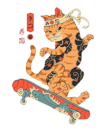 Футболка чоловіча з принтом  CRC 16038-3 Cat Skate 57054, Колір: Білий, Розмір: S, зображення 3