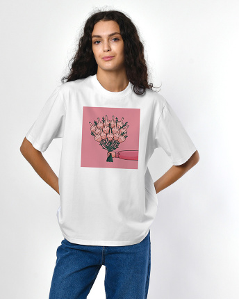 Женская футболкаCRC 26043-3 Finger Flowers 57992, Цвет: Белый, Размер: XS