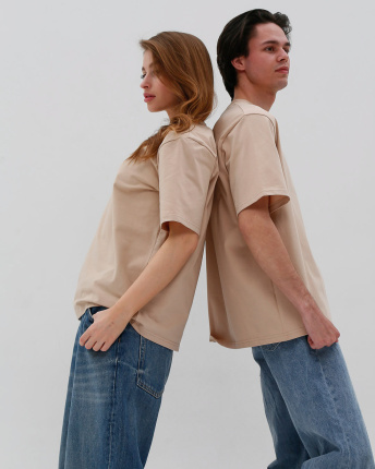 Футболка унисекс базовая oversize Premium CRC FP-133-10 57805, Цвет: Бежевый, Размер: XS