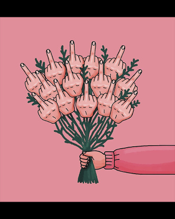 Футболка чоловіча з принтом  CRC 16043-8 Finger Flowers 57062, Колір: Чорний, Розмір: S, зображення 3