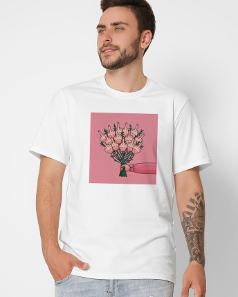 Футболка мужская с принтом  CRC 16043-3 Finger Flowers 57061, Цвет: Белый, Размер: S