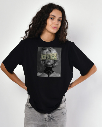 Женская футболкаCRC 26049-8 Money Honey 57999, Цвет: Черный, Размер: XS